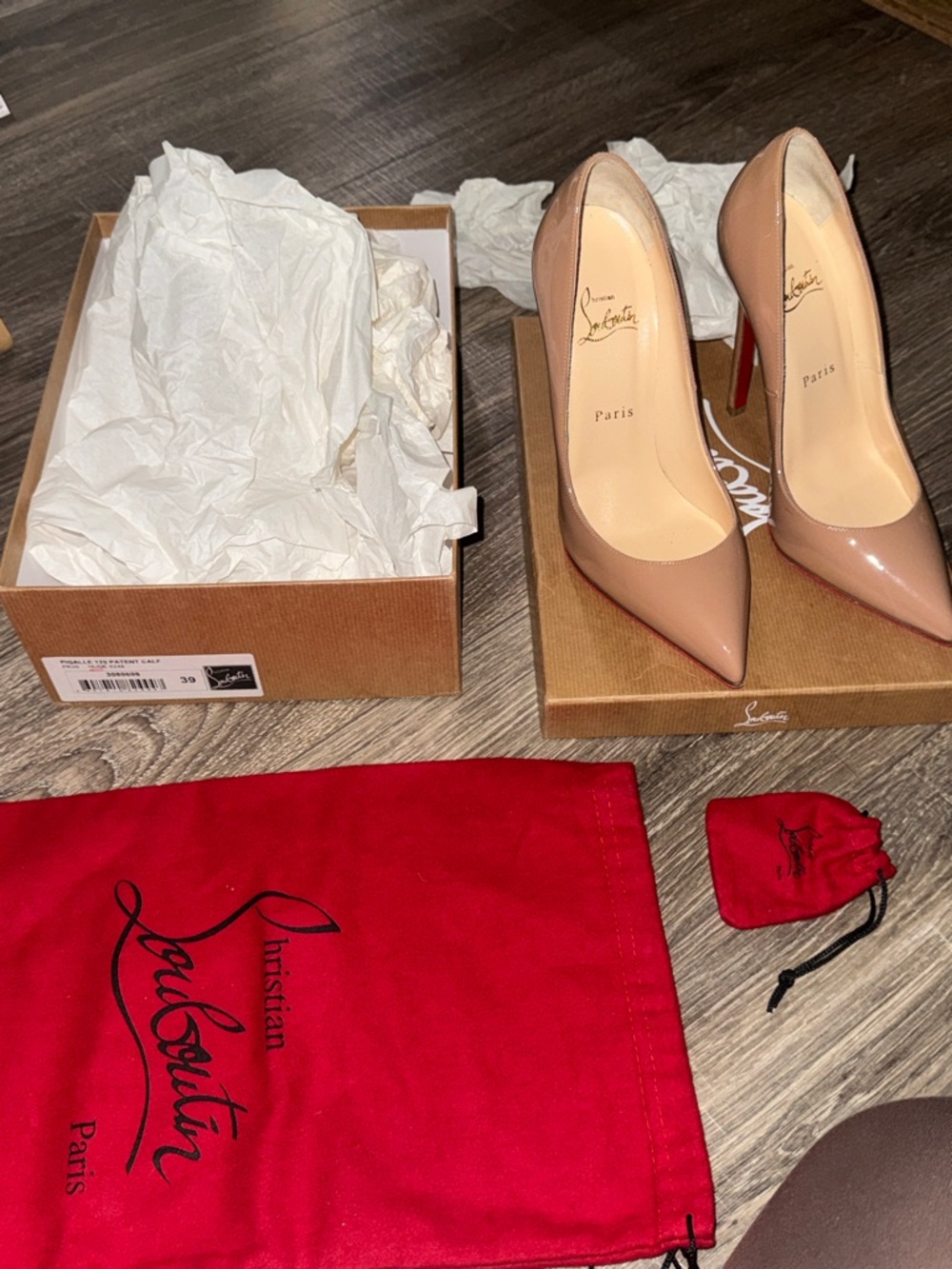 Christian Louboutin Nude Patent Pigalle 120mm Pointed-Toe Pumps